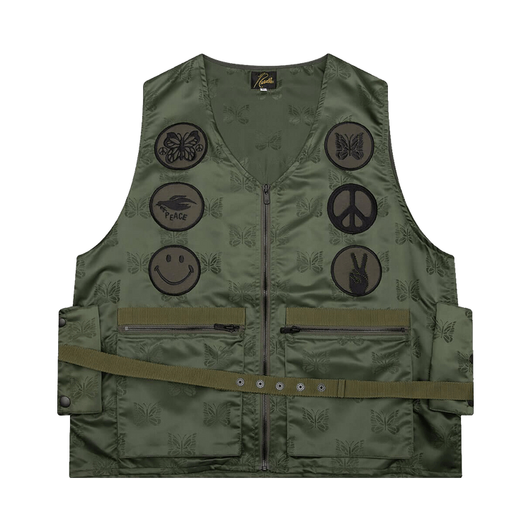 Needles Papillon Jacquard Sateen Radio Vest "Olive"