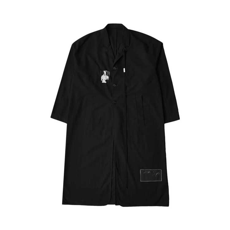 Ann Demeulemeester Dario Light Deconstructed Coat With Printed Patches "Black"