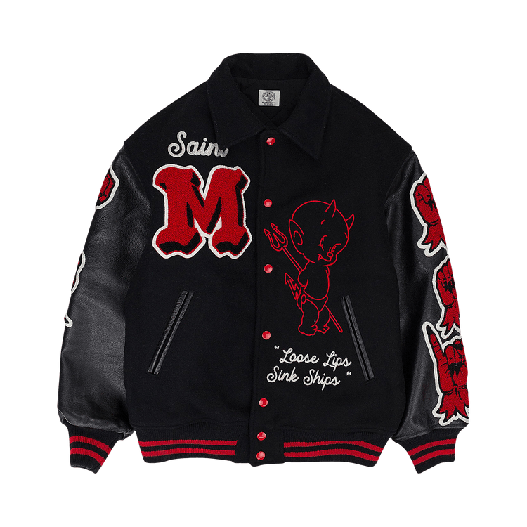 SAINT Mxxxxxx Devil Varsity Jacket "Red"