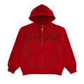 Supreme Leather Appliqué Zip Up Hooded Sweatshirt "Burnt Red"