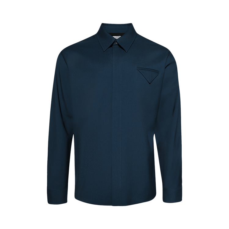 Bottega Veneta Light Wool Twill Tail Shirt "Deep Blue"