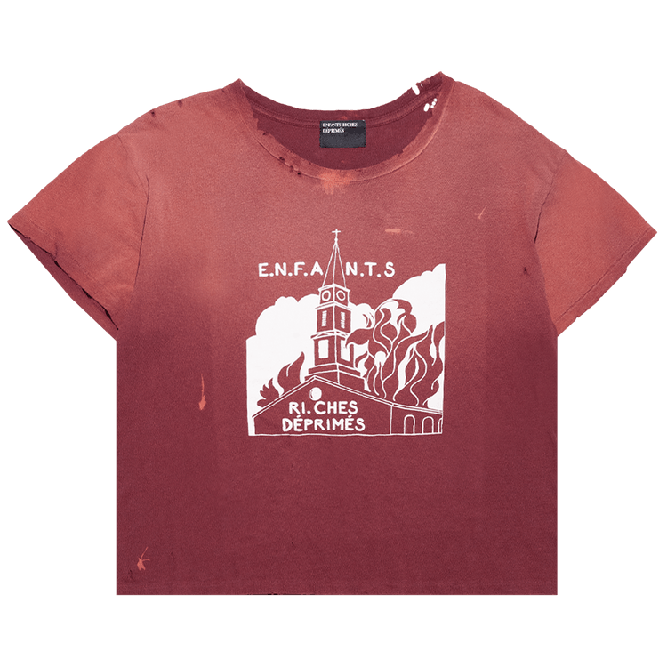 Enfants Riches Déprimés Burning Church T-Shirt "Dark Scarlet"
