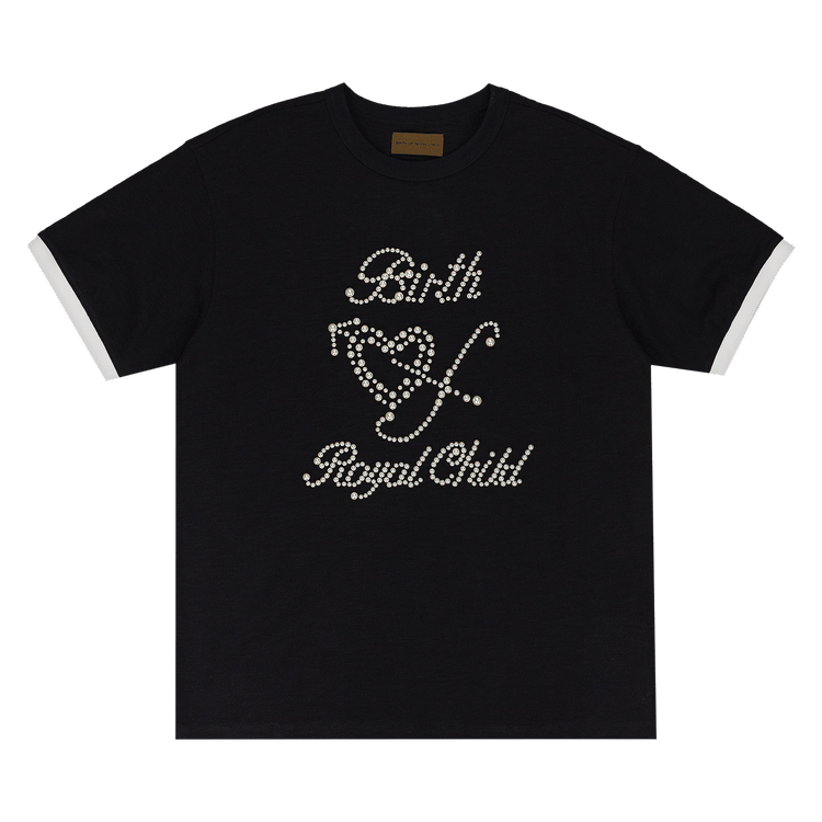 Birth Of Royal Child Pearl Patchwork Short-Sleeve "Black"