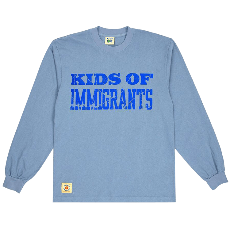 Kids of Immigrants Call Home Long-Sleeve Tee "Clear Blue"
