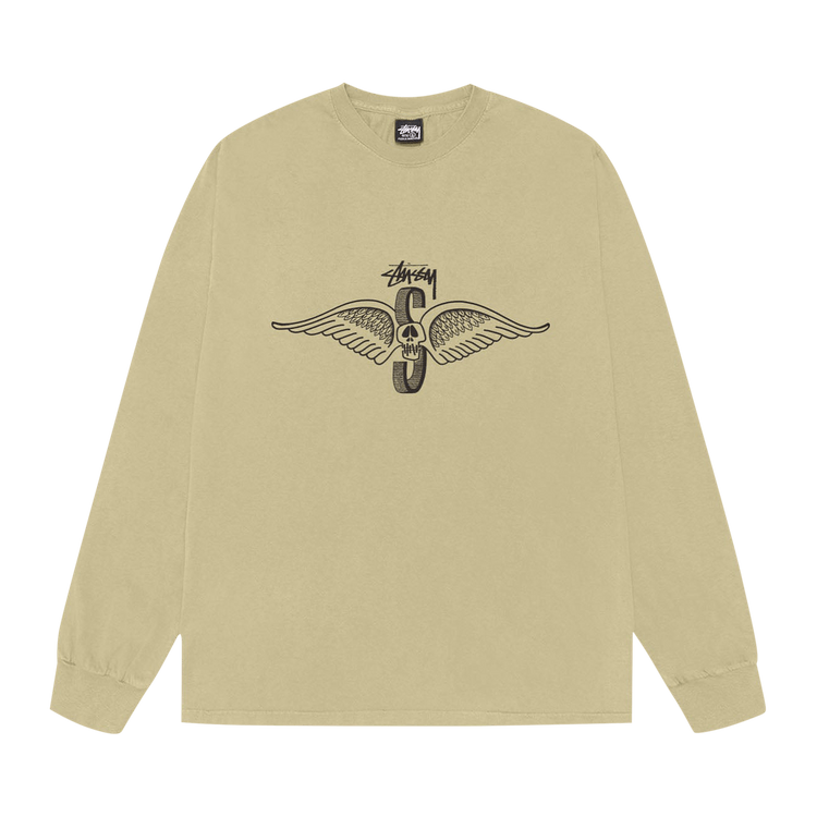 Stussy Skull Wings Long-Sleeve Tee Pigment Dyed "Elm"