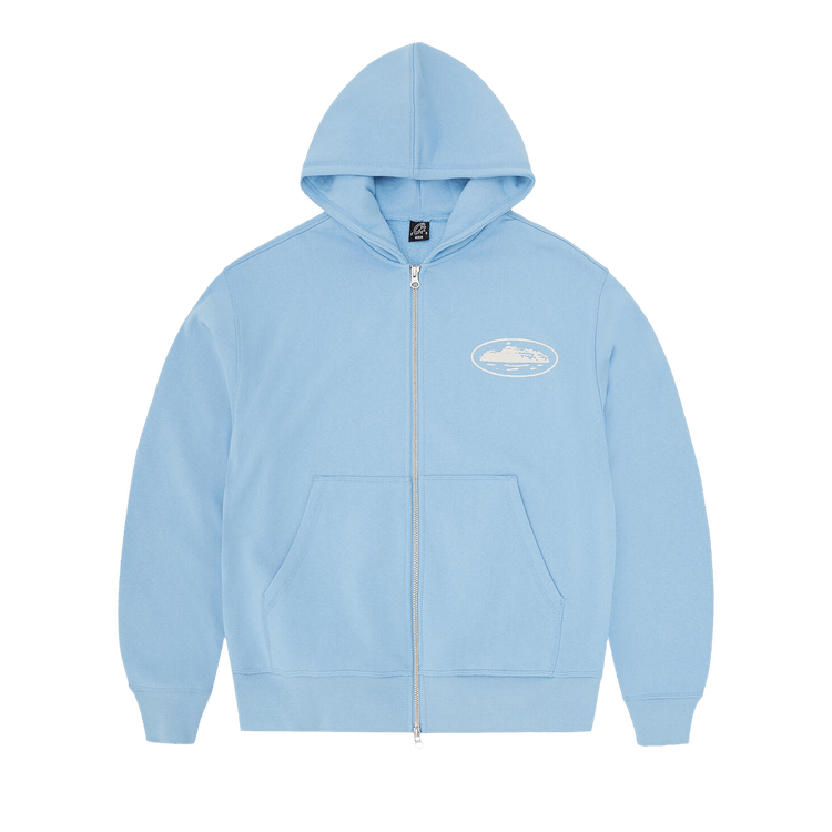 Corteiz Island Puff Print Zip Hoodie "Baby Blue"