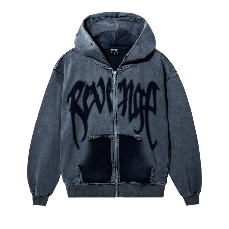Revenge Stencil Logo Zip "Vintage Washed Navy"