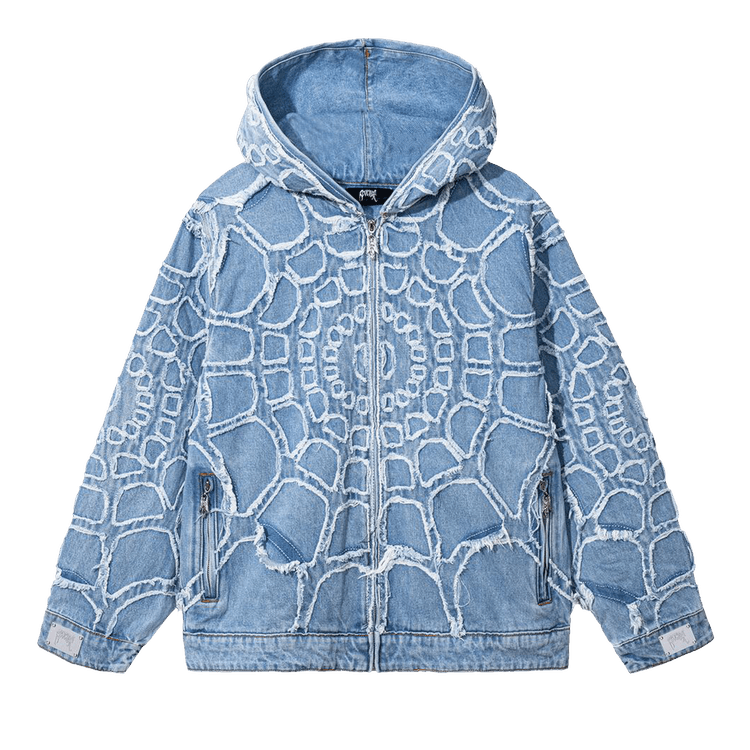 Revenge Spider Web Denim Jacket "Bleached Indigo"