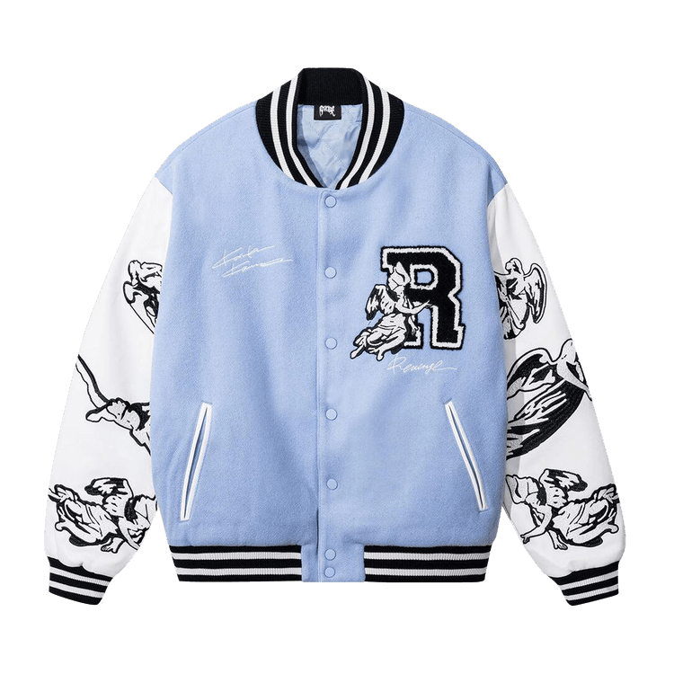 Revenge x Kosuke Kawamura Embroidered Varsity Jacket "Baby Blue"