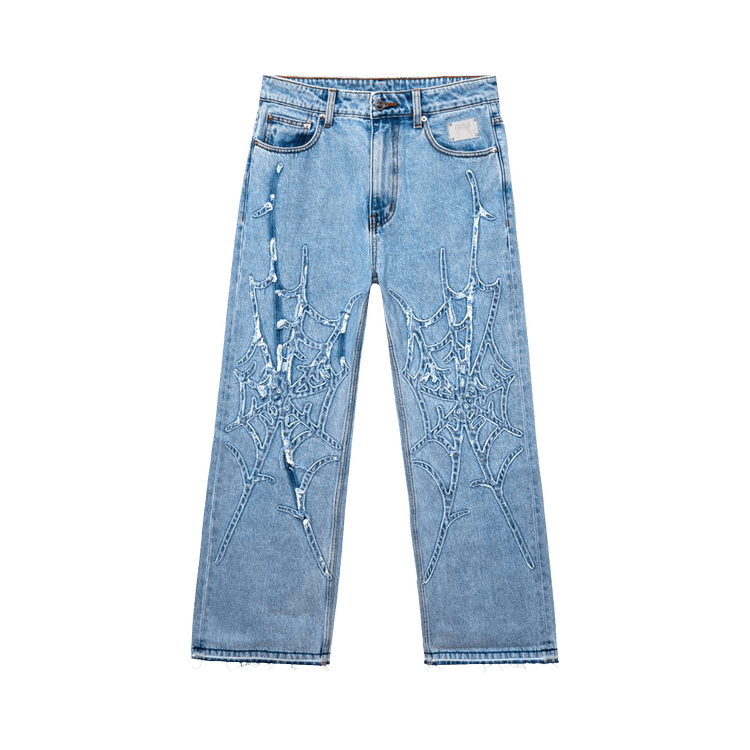 Revenge Spider Web Denim Pant "Bleached Indigo"