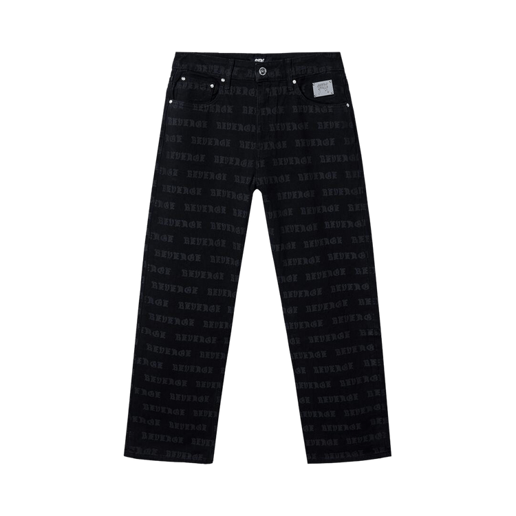 Revenge Allover Logo Denim Pant "Washed Black"