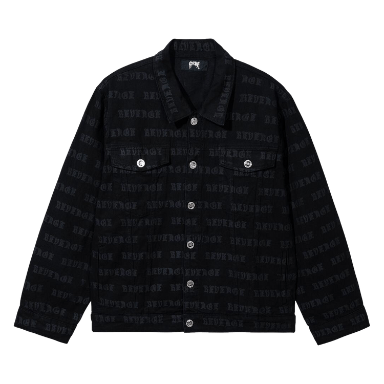 Revenge Allover Logo Denim Jacket "Washed Black"