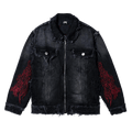 Revenge Tribal Cross Denim Jacket "Black/Red"