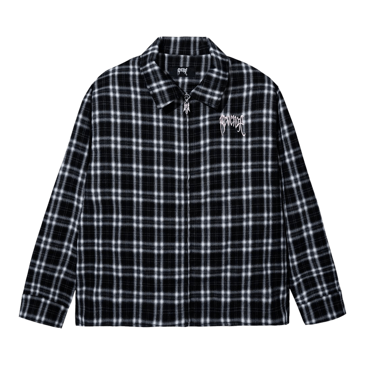 Revenge Embroidered Spider Flannel "Black/White/Pink"