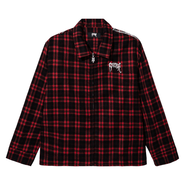 Revenge Embroidered Spider Flannel "Red/Black/White"