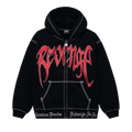 Revenge Contrast Embroidered Zip Hoodie "Black/Red"