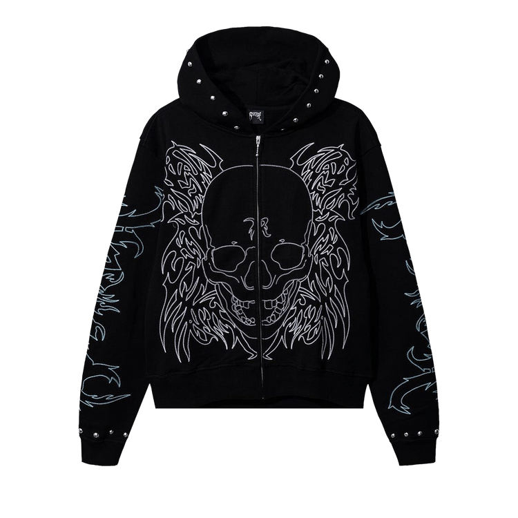 Revenge Tribal Skull Studded Zip "Black"