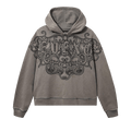 Revenge Crest Embroidered Hoodie "Distressed Grey"