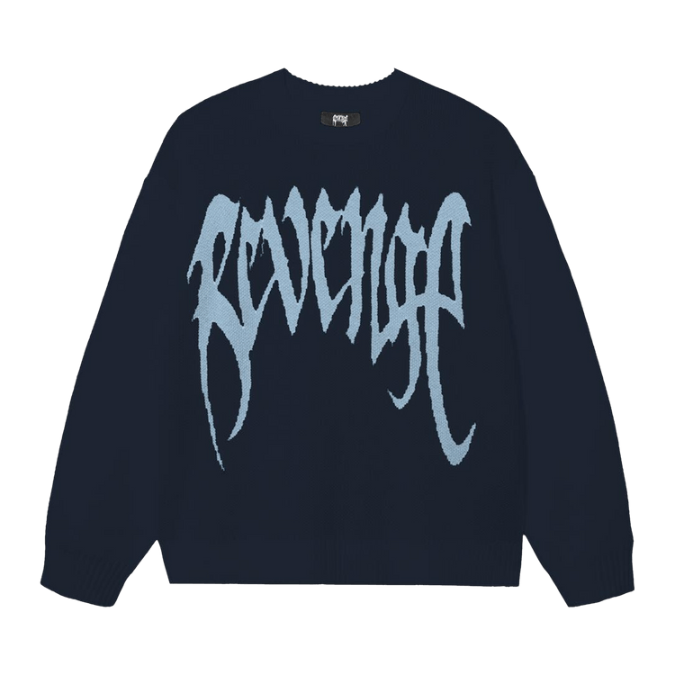Revenge Arch Logo Knit "Navy/Light Blue"