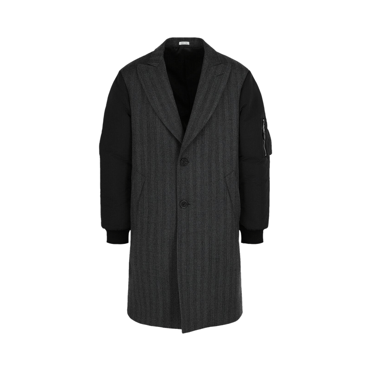 Alexander McQueen Herringbone Bomber Sleeve Coat "Grey"