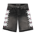 Sp5der Web Stone Denim Shorts "Black Wash"