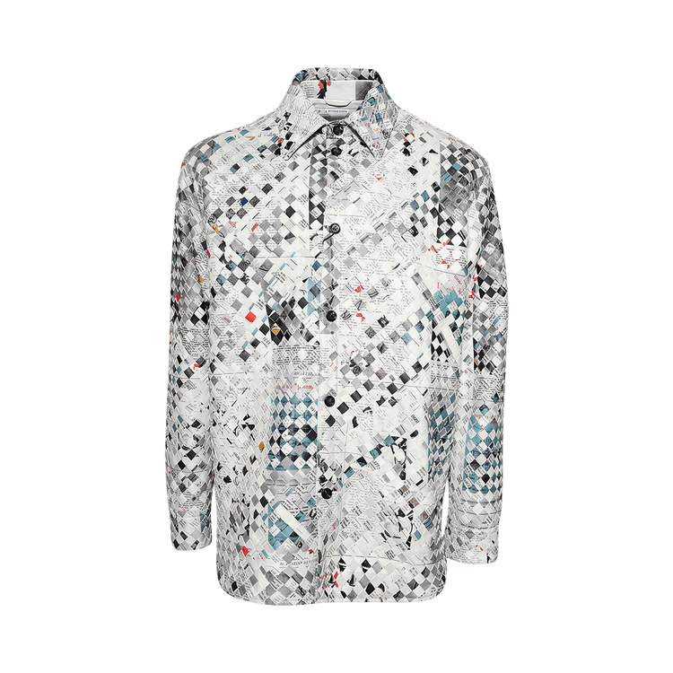 Bottega Veneta Printed Intrecciato Leather Shirt "Light Grey/Black"