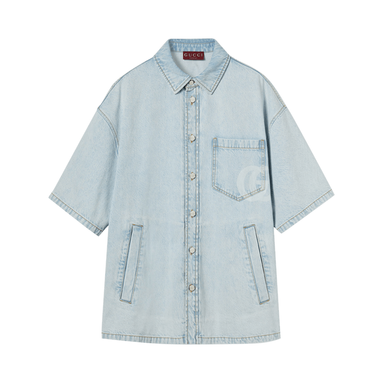 Gucci Lasered Denim Shirt "Turquoise Blue"