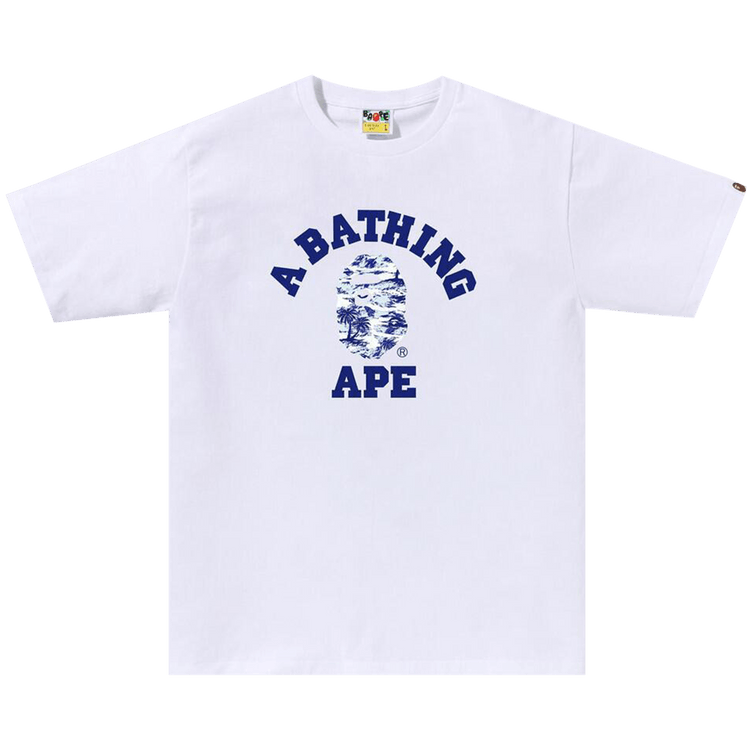 BAPE Palm Tree Camo College Tee "White/Blue"