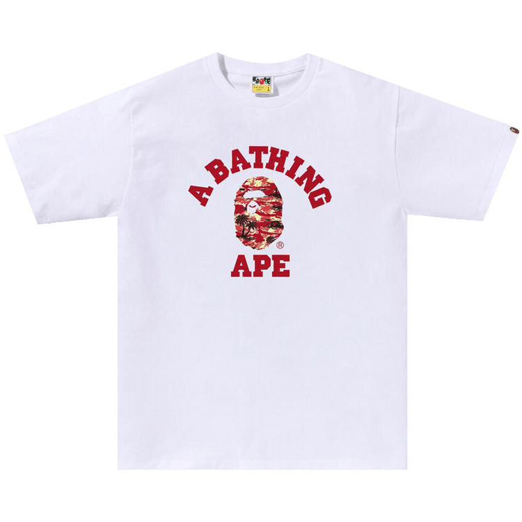BAPE Palm Tree Camo College Tee "White/Red"