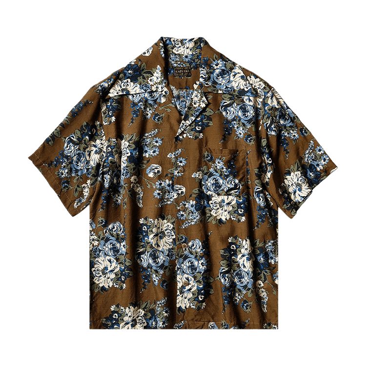 Kapital Silk Rayon Champetre Maria Wrangle Collar Aloha Shirt "Brown Khaki"