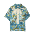 Kapital Rayon Kamekameha Bone Aloha Shirt "Blue"