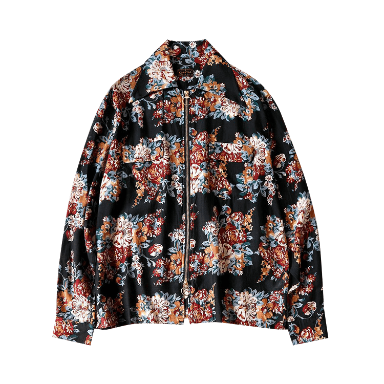 Kapital Silk Rayon Champetre Maria Drizzle Open Collar Shirt "Black"
