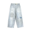 Kapital Hickoree Stripe Painter Port Baggy Pants (Champetre Remake) "Blue"