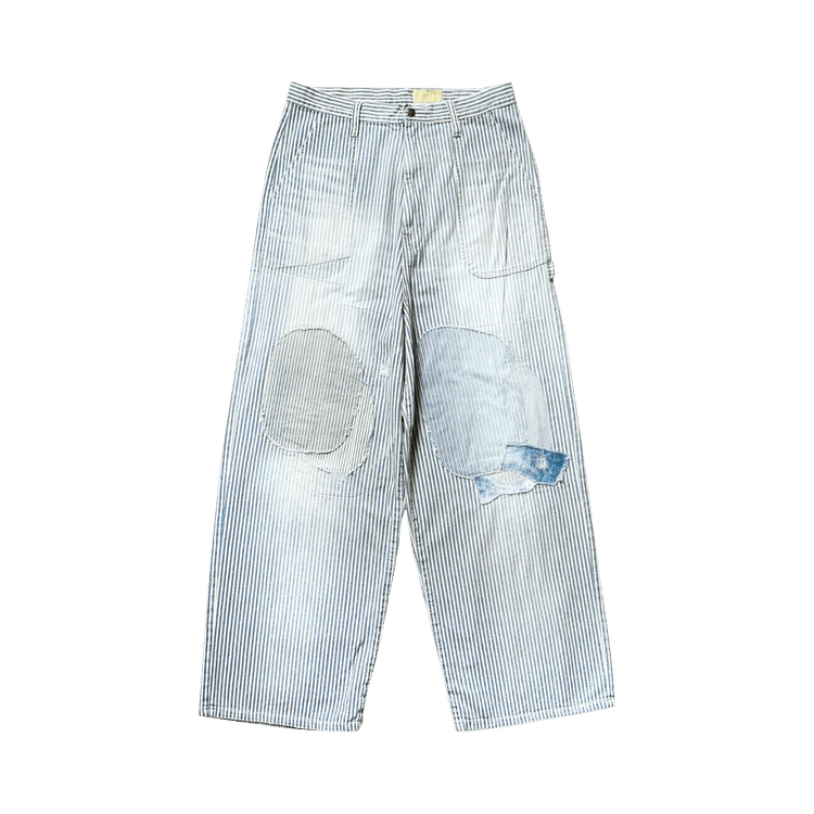 Kapital Hickoree Stripe Painter Port Baggy Pants (Champetre Remake) "Blue"