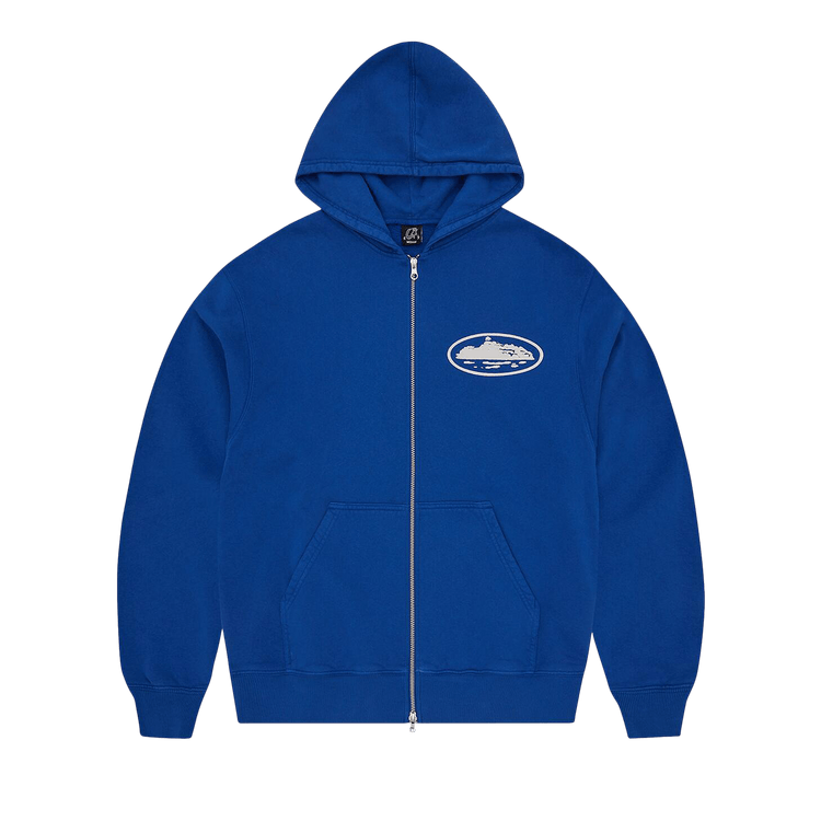 Corteiz Island Puff Print Zip Hoodie "Washed Royal"