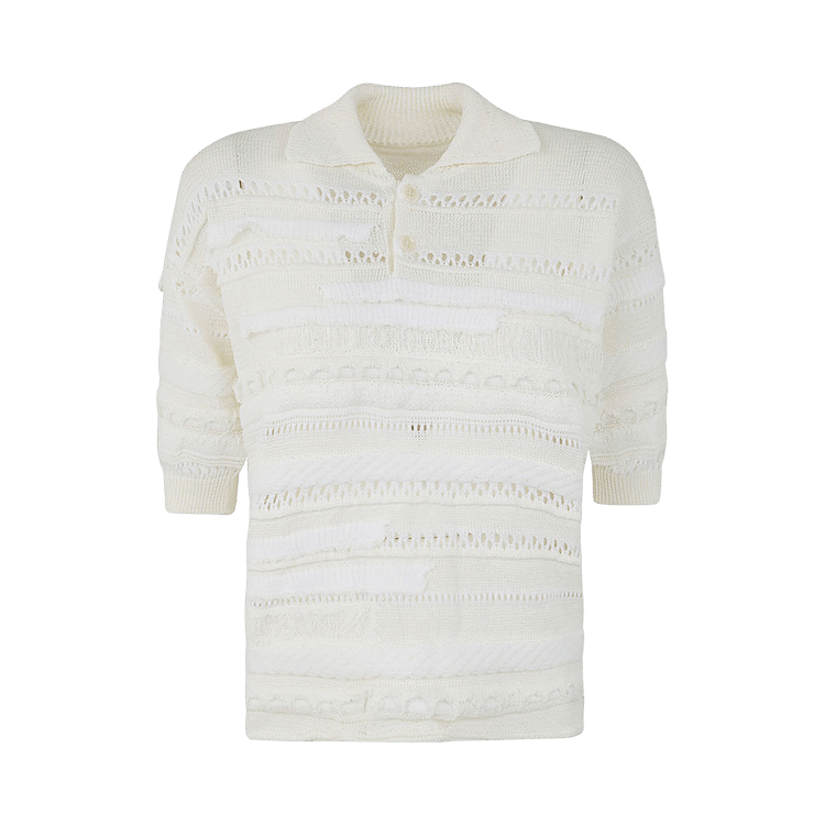 Y's Half Sleeve With Collar Top 'Off White'