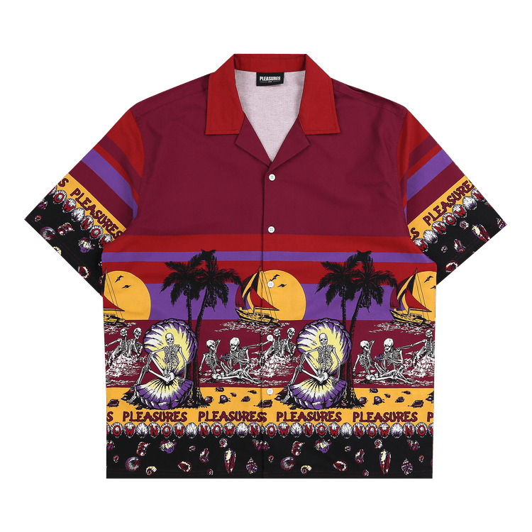 Pleasures Beach Button Down "Burgundy"