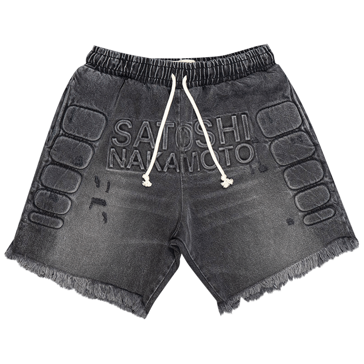 Satoshi Nakamoto Denim Moto Shorts "Black Denim"
