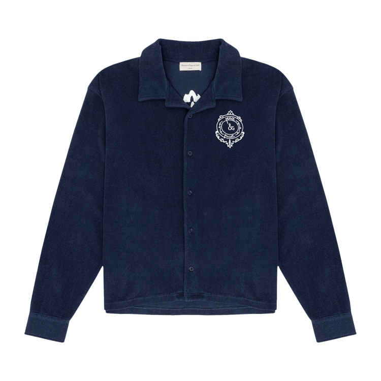 Museum of Peace & Quiet PQ Seal Terry Cloth Button-Up "Navy"