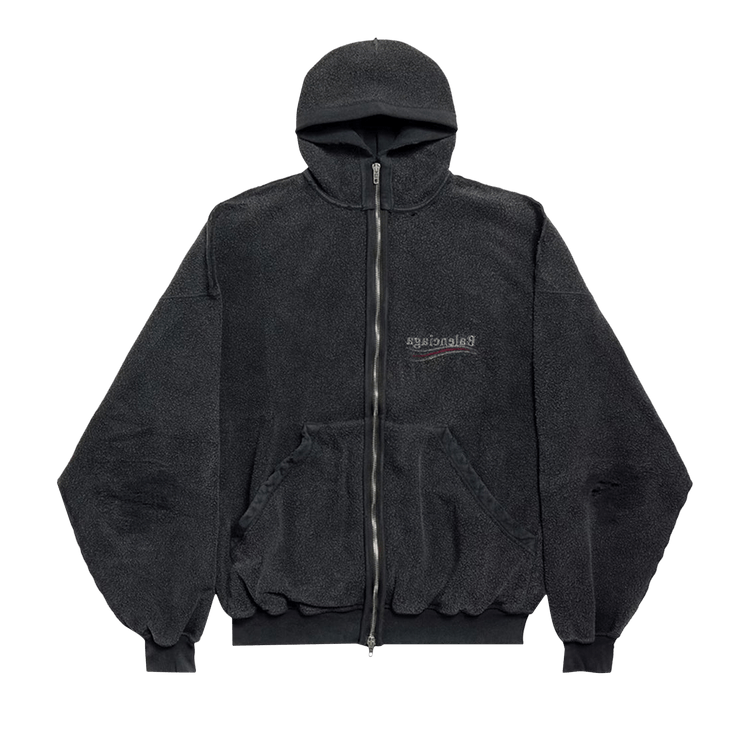 Balenciaga Large Zip-Up Hoodie "Faded Black"