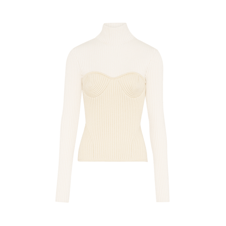 Jean Paul Gaultier Stretch Merino Wool Sweater "White/Ecru"