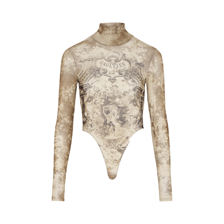 Jean Paul Gaultier Médaillon Mesh Bodysuit "Light Beige/Taupe"