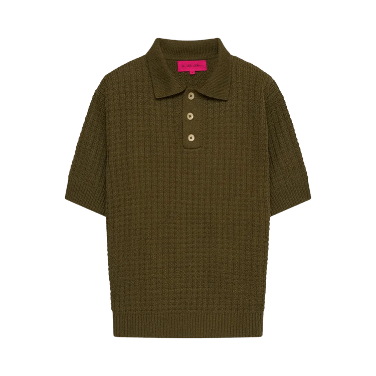 The Elder Statesman Nora Lite Check Polo "Kelp"
