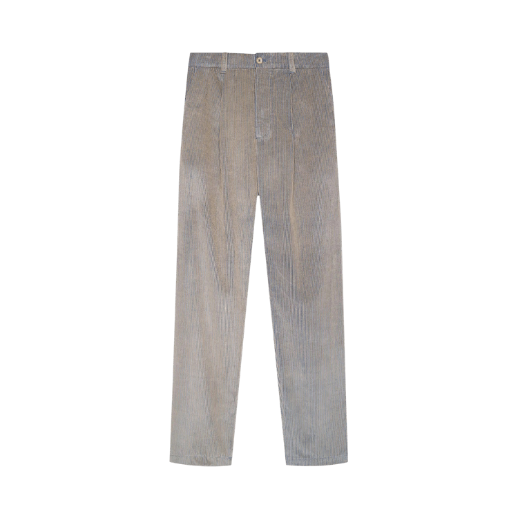 The Elder Statesman Wale Cord Pleated Trouser "Silver/Camel"