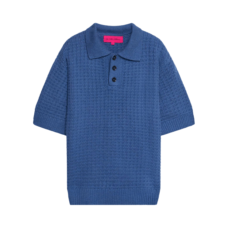 The Elder Statesman Nora Lite Check Polo "New Blue"