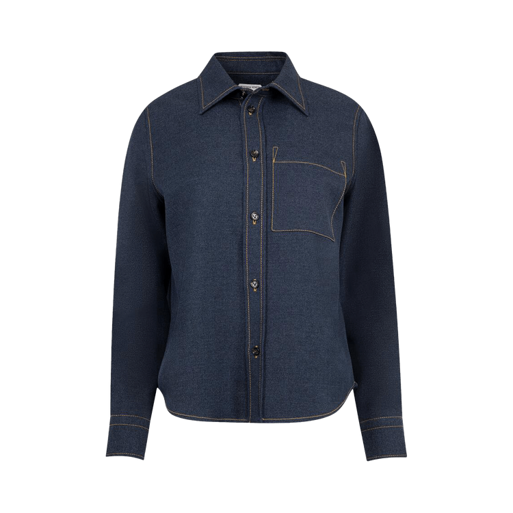 Bottega Veneta Long-Sleeve Regular Fit Denim Shirt "Dark Indigo"