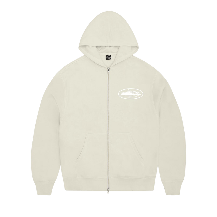 Corteiz Island Puff Print Zip Hoodie "Off White"
