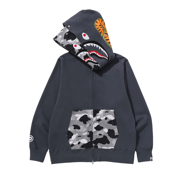 BAPE 1st Camo Shark Full Zip Double Hoodie "Grey"