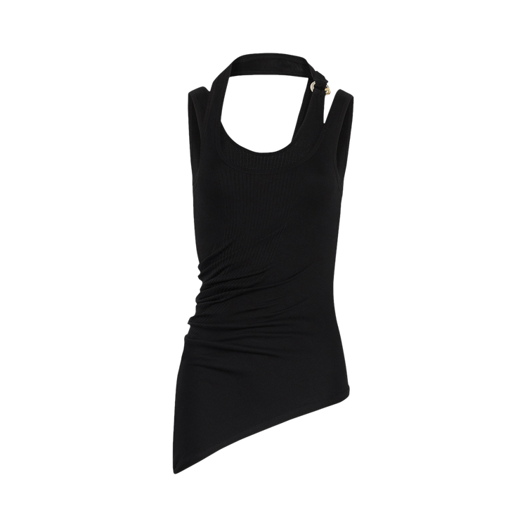 Jean Paul Gaultier Twisted Double Layer Tank Top "Black"