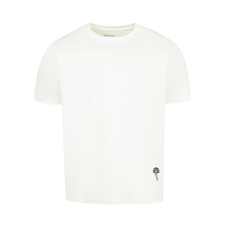 Bottega Veneta Mushroom Embroidered Crewneck T-Shirt "Chalk"